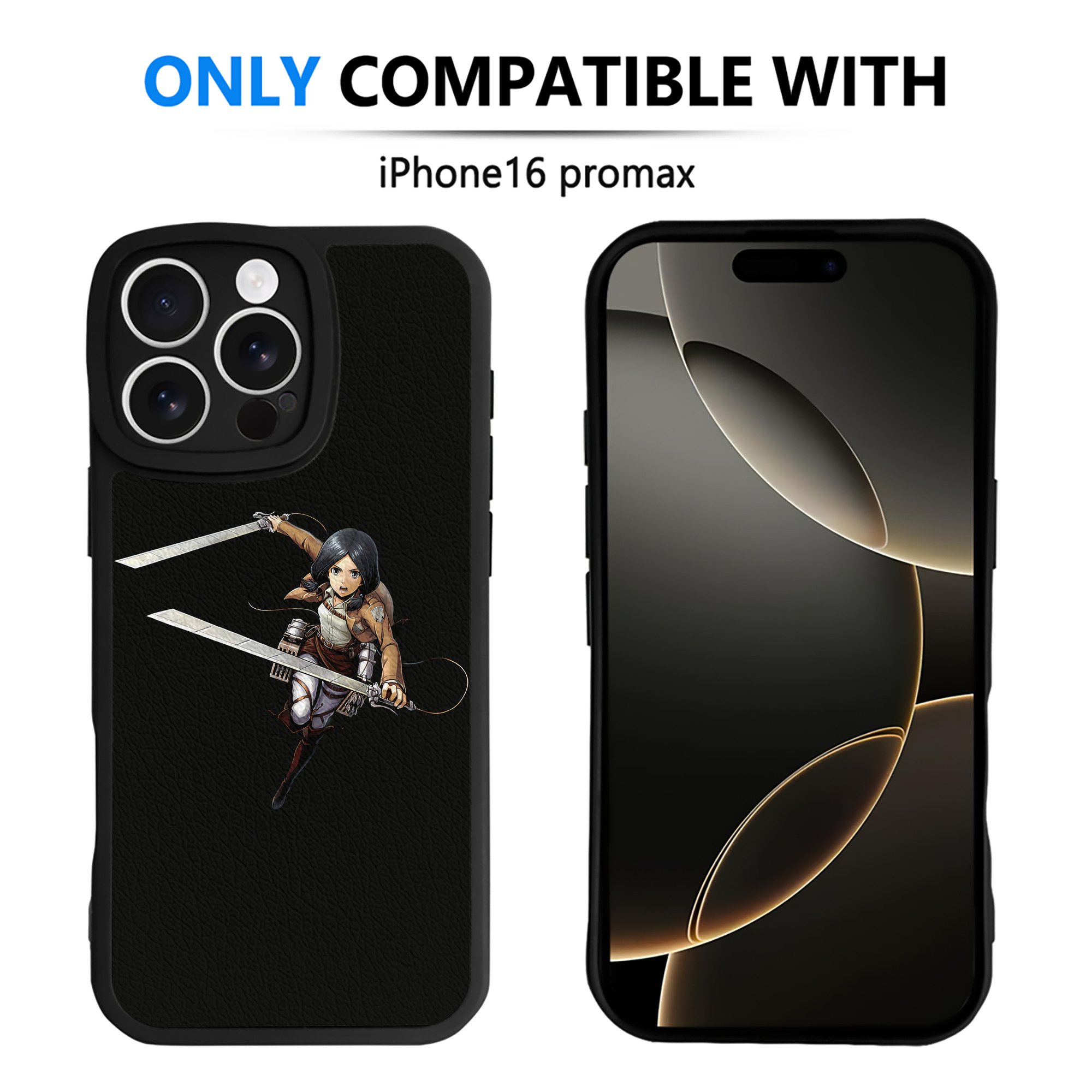 （画像用） 進撃の巨人 ミカサ·アッカーマン Attack on Titan Mikasa Ackerman 【iPhone 16シリーズ対応】シリコンスマホケース（レザー調） 材質：シリコン